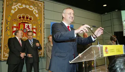  Jes&uacute;s Caldera, durante su discurso de despedida en el Ministerio.
