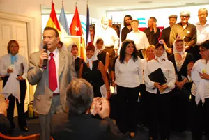 El presidente de la Casa de Madrid en Argentina durante los actos en honor de la Virgen de la Paloma.