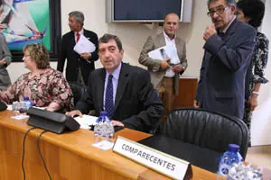 Benigno López, durante su comparecencia en el Parlamento gallego.