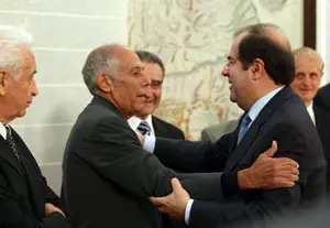 Rabanillo, presidente de la Asociación de Castellanos y Leoneses de Cuba, durante su saludo al presidente Herrera.
