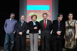  Los principales protagonistas de la presentaci&oacute;n de la Enciclopedia en el Instituto Cervantes.