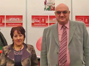   Mar&iacute;a L&oacute;pez Murad&aacute;s y Pere Blanch, secretario general del PSOE Andorra.