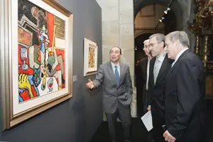  El secretario xeral de Presidencia, Gumersindo Guinarte, y Alfonso S. Palomares inauguraron la exposición.
