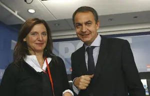  Carmen Madrid y Zapatero, durante la reuni&oacute;n del Comit&eacute; Federal.