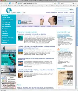 Portada de la web de Emigración.