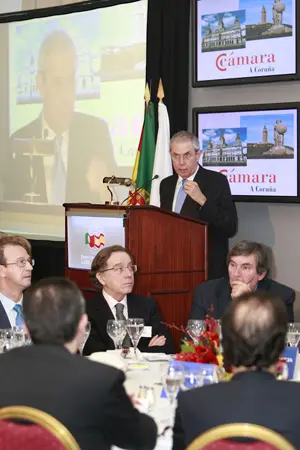   El presidente Touri&ntilde;o, durante la cena organizada por la C&aacute;mara de Comercio Hispano-Lusa.