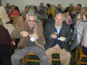 Un momento de la chocolatada celebrada por San Blas en la Casa de Soria en Madrid.
