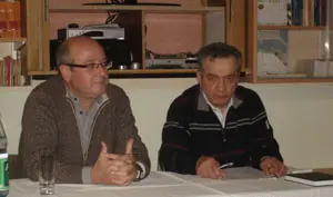  Manuel Luis Rodr&iacute;guez y Jos&eacute; Pazos, durante el acto en Frankfurt.