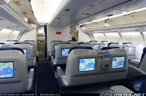 Cabina Bussiness de un avión A330 de Air Europa.