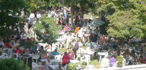 Vista de la concurrencia en el parque del Hogar Español durante la Romería.