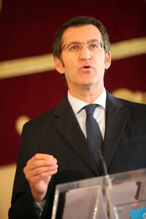   Feij&oacute;o, durante la rueda de prensa en la que explic&oacute; la postura de Galicia.