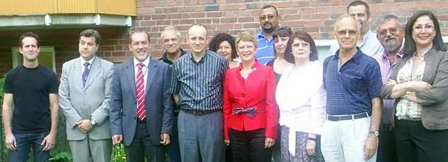  Consuelo Rumí y Agustín Torres, durante la visita a la Federación de Asociaciones Españolas en Suecia.