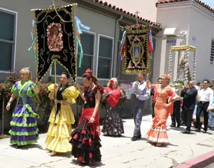  Un momento de la procesión rociera. 