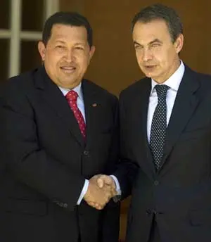 Hugo Chávez Frías y José Luis Rodríguez Zapatero, durante su último encuentro en el Palacio de La Moncloa.
