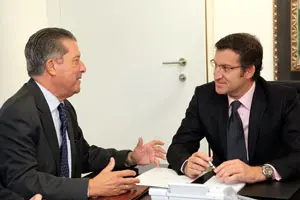 El presidente de la Xunta, Alberto Núñez Feijóo, recibió a Federico Mayor Zaragoza.