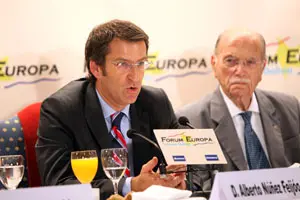 Un momento de la intervenci&oacute;n de Alberto N&uacute;&ntilde;ez Feij&oacute;o en el Forum Europa. 