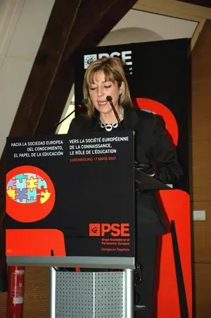 Ángela Sabater, durante un acto del PSOE Europa.