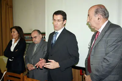  El presidente Feij&oacute;o, durante su intervenci&oacute;n en el Centro Gallego de Avellaneda.
