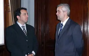  L&oacute;pez Dobarro &ndash;dcha.&ndash; con Tadeo Garc&iacute;a Zalazar, en el encuentro de la pasada semana.