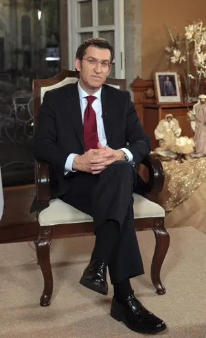  Un momento del mensaje de Fin de A&ntilde;o del presidente de la Xunta, Alberto N&uacute;&ntilde;ez Feij&oacute;o.