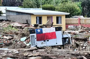 El terremoto tiró numerosas casa en Chile.