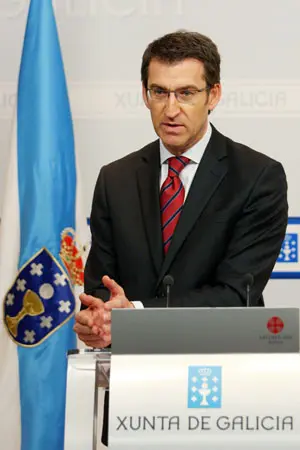 Alberto N&uacute;&ntilde;ez Feij&oacute;o, en la rueda de prensa posterior al Consello de la Xunta. 