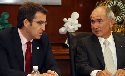El presidente Feij&oacute;o y Francisco Javier Mayorga, durante la reuni&oacute;n.