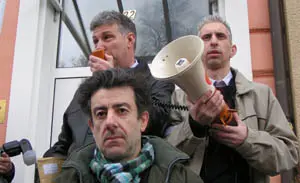  Antonio Fern&aacute;ndez, Mart&iacute;n Maceiras y Juan Cou&ntilde;ago &ndash;en el centro&ndash;, en la &uacute;ltima manifestaci&oacute;n.