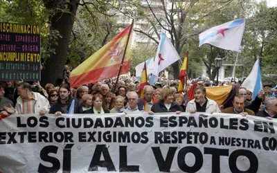  Un momento de la cabeza de la manifestaci&oacute;n. 