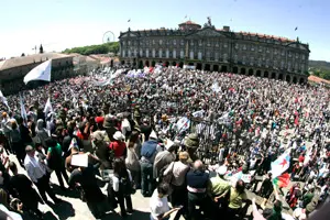  Los socialistas se sumaron a la manifestaci&oacute;n en Santiago.