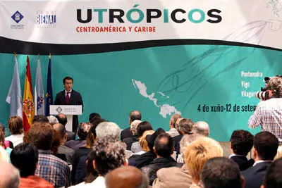  Un momento de la intervenci&oacute;n del presidente Feij&oacute;o en la inauguraci&oacute;n de la Bienal.