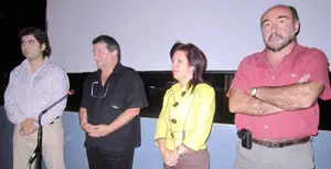  Anxo Collarte, Lois P&eacute;rez Leira, Pilar Pin y Luis Vaamonde, durante la presentaci&oacute;n del v&iacute;deo documental.