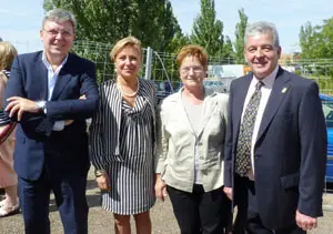  Teresa Ordiz con el presidente de las Cortes de Castilla y León, la alcaldesa de Zamora y el presidente del Centro Asturiano.