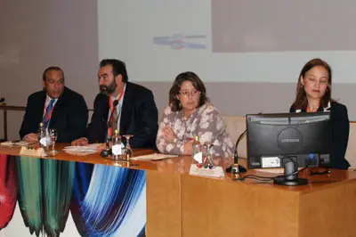  Franklin Lithgow, Eduardo Pah&iacute;no, Mar&iacute;a Del Carmen Calvo y Odile Batista, durante el panel de la Rep&uacute;blica Dominicana. 
