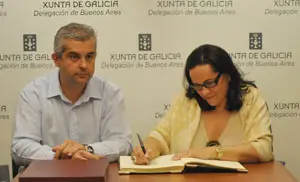  Mar&iacute;a Faraldo firm&oacute; en el libro de visitas de la Delegaci&oacute;n de la Xunta de Buenos Aires. 