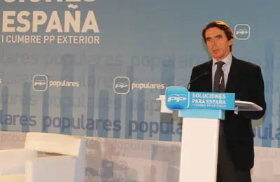 Jos&eacute; Mar&iacute;a Aznar, durante su intervenci&oacute;n en el acto de apertura.