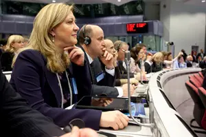 La consejera de Hacienda, Pilar del Olmo, asiste al V Foro de la Cohesión.