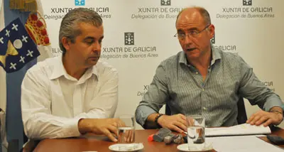  Alejandro L&oacute;pez y Santiago Camba, en su comparecencia ante los medios.  