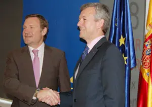 Michael Schneider y Alfonso Rueda se reunieron en la sede de la Fundación Galicia Europa.