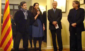 La presidenta del Centre, Pilar Solano, junto al delegado en la Unión Europea, Joan Prat; el cónsul español en Luxemburgo, Marcos Rodríguez; y el consejero de Asuntos Sociales para Bélgica y Luxemburgo, Ferrán Cardenal.