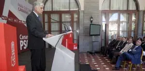 José Miguel Pérez García, candidato socialista a la Presidencia de Canarias, durante la presentación.