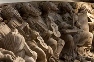 Detalle del Pórtico de la Gloria de la Catedral de Santiago de Compostela. 