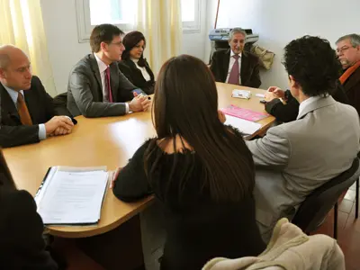  Pilar Pin, durante la reunión en el Ministerio de Trabajo.