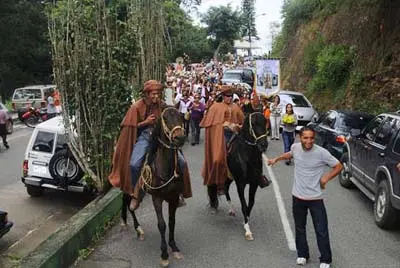  La imagen de Santiag Ap&oacute;stol fue precedida de dos caballos de paso fino.