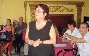Un momento de la intervención de María Teresa Cornide en el coloquio.