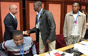  Santiago Camba, durante un acto con inmigrantes en Santiago el pasado mes de junio. 
