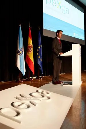  El presidente gallego, durante la presentaci&oacute;n de Pexga.