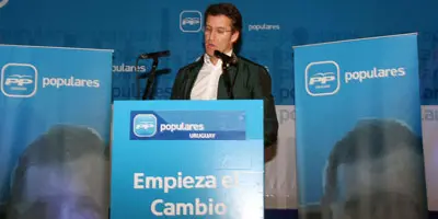  Núñez Feijóo, en su intervención en Centro Gallego de Uruguay. 