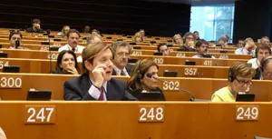  Un momento de la intervención de Jesús Gamallo en el Parlamento Europeo.