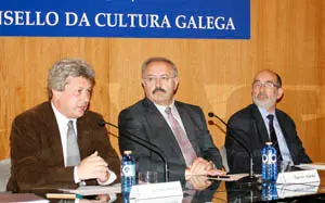  Claudiney Ferreira, Ramón Villares y Francisco Durán –de izda. a dcha.–, durante la inauguración del Encuentro.